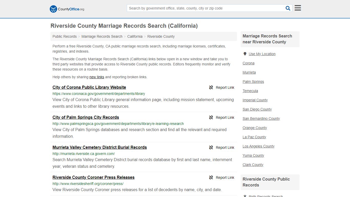 Riverside County Marriage Records Search (California)