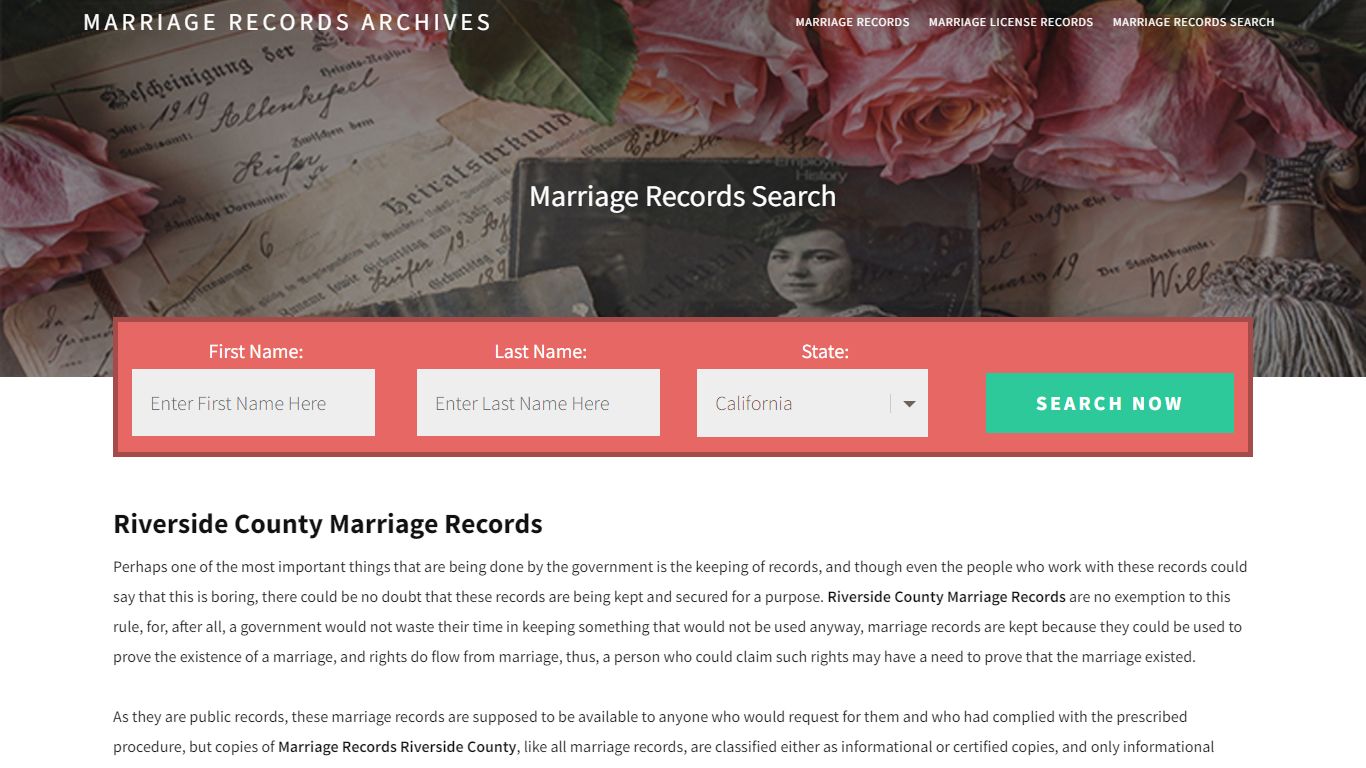 Riverside County Marriage Records