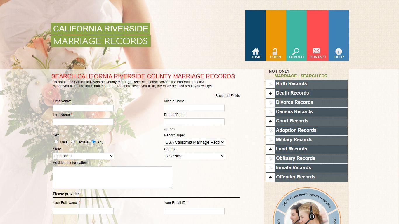 Search California Riverside County Marriage Records